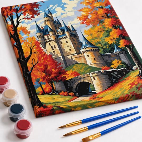Paint by Numbers Picture Castle in Autumn 40x50 cm, photo 4