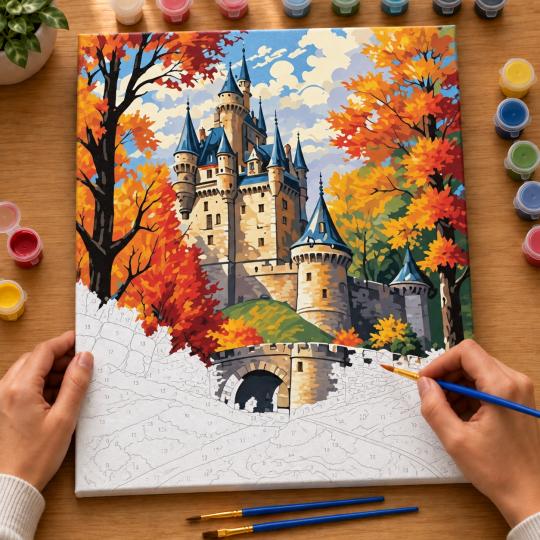 Paint by Numbers Picture Castle in Autumn 40x50 cm, photo 6