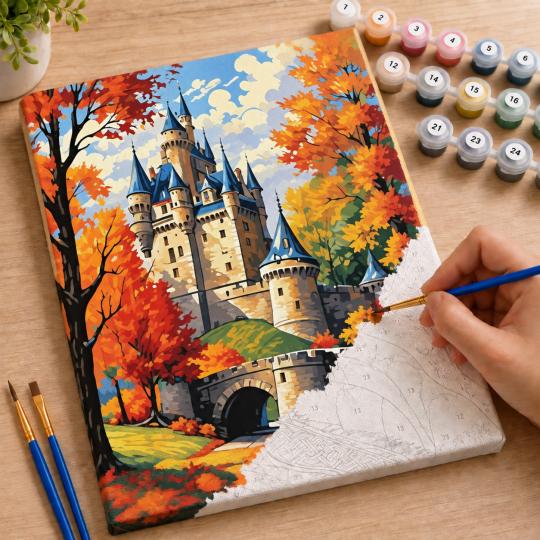 Paint by Numbers Picture Castle in Autumn 40x50 cm, photo 7