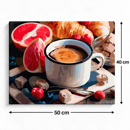Paint by Numbers Picture Morning Coffee 50x40 cm, photo 3