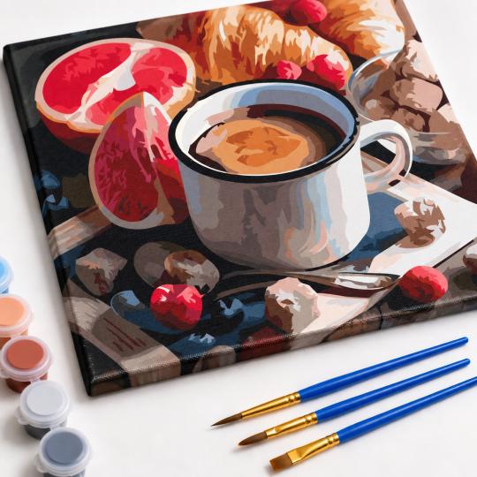 Paint by Numbers Picture Morning Coffee 50x40 cm, photo 4
