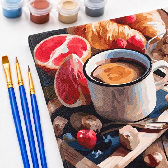 Paint by Numbers Picture Morning Coffee 50x40 cm, photo 5