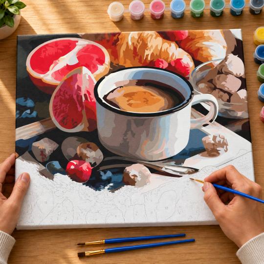 Paint by Numbers Picture Morning Coffee 50x40 cm, photo 6