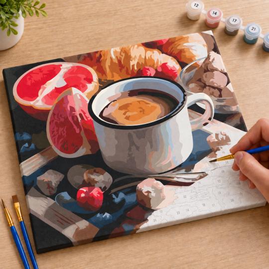 Paint by Numbers Picture Morning Coffee 50x40 cm, photo 7