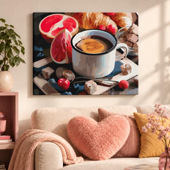Paint by Numbers Picture Morning Coffee 50x40 cm, photo 9