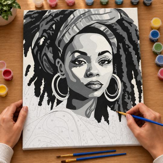 Paint by Numbers Picture Queen in Grey 40x50 cm, photo 6