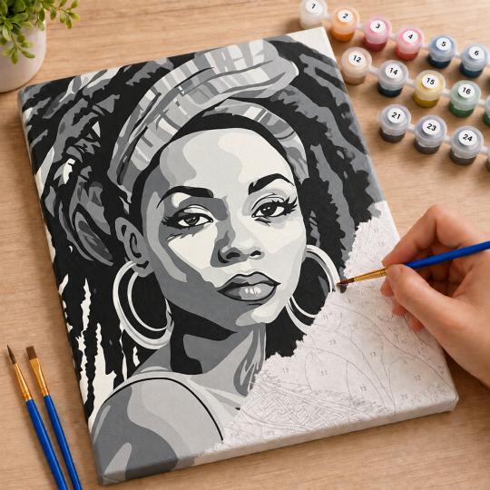 Paint by Numbers Picture Queen in Grey 40x50 cm, photo 7