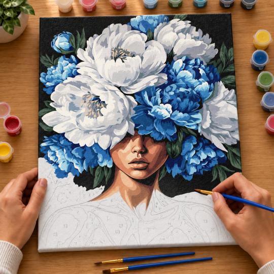 Paint by Numbers Picture Hidden in Peonies 40x50 cm, photo 6