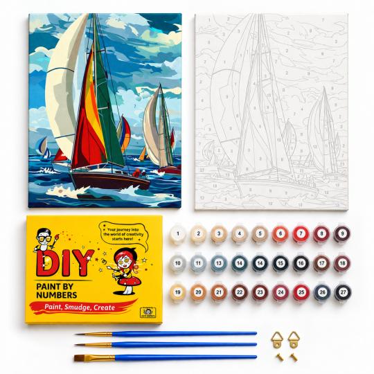 Paint by Numbers Picture Regatta Under the Clouds 40x50 cm, photo 2