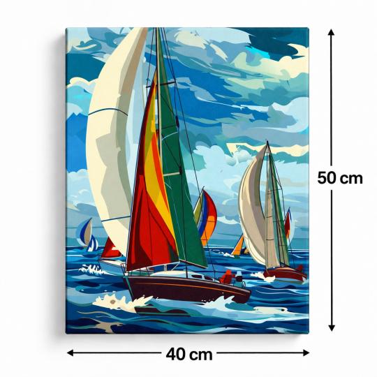 Paint by Numbers Picture Regatta Under the Clouds 40x50 cm, photo 3