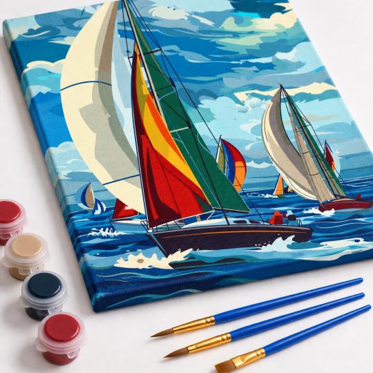 Paint by Numbers Picture Regatta Under the Clouds 40x50 cm, photo 4