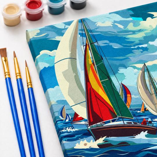 Paint by Numbers Picture Regatta Under the Clouds 40x50 cm, photo 5
