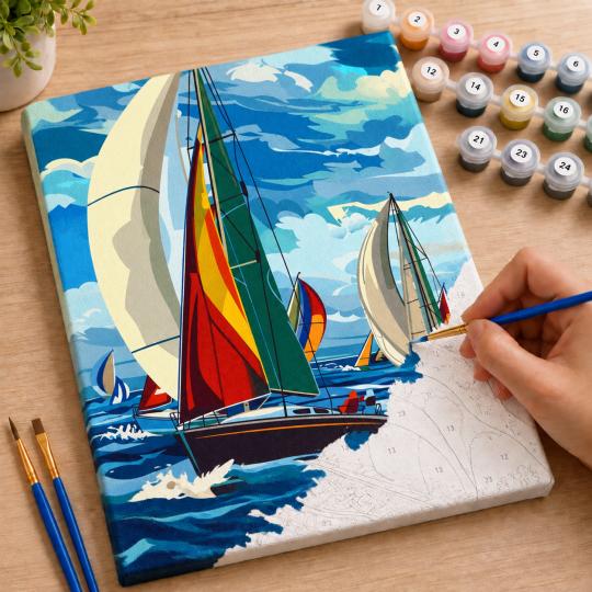 Paint by Numbers Picture Regatta Under the Clouds 40x50 cm, photo 7