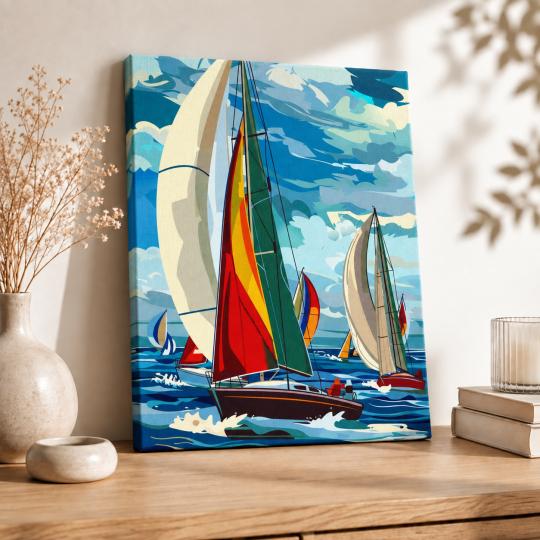 Paint by Numbers Picture Regatta Under the Clouds 40x50 cm, photo 8