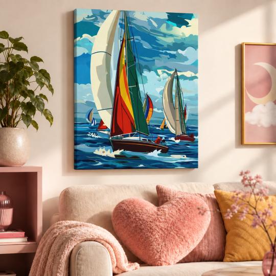 Paint by Numbers Picture Regatta Under the Clouds 40x50 cm, photo 9
