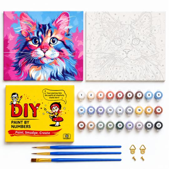Paint by Numbers Picture Colourful Kitten 50x40 cm, photo 2