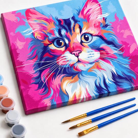 Paint by Numbers Picture Colourful Kitten 50x40 cm, photo 4