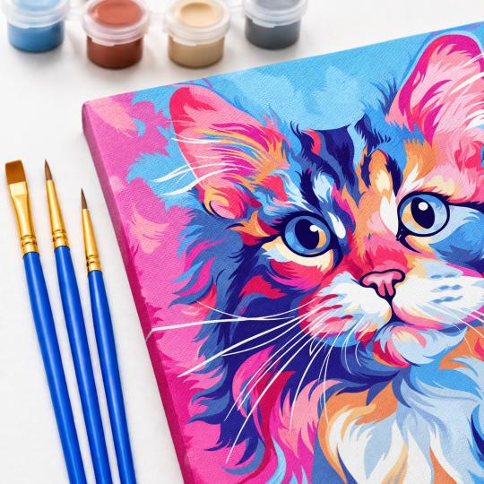 Paint by Numbers Picture Colourful Kitten 50x40 cm, photo 5