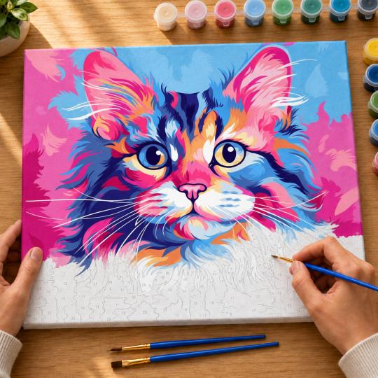 Paint by Numbers Picture Colourful Kitten 50x40 cm, photo 6