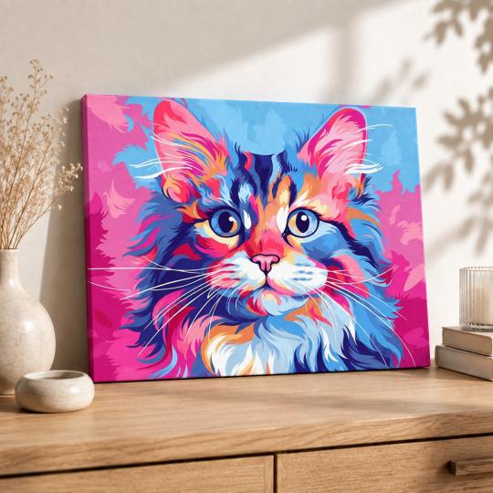 Paint by Numbers Picture Colourful Kitten 50x40 cm, photo 8