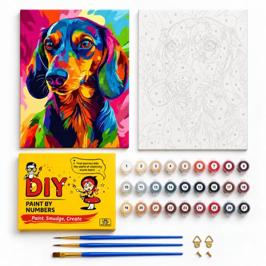 Paint by Numbers Picture Dachshund in Colour 40x50 cm, photo 2