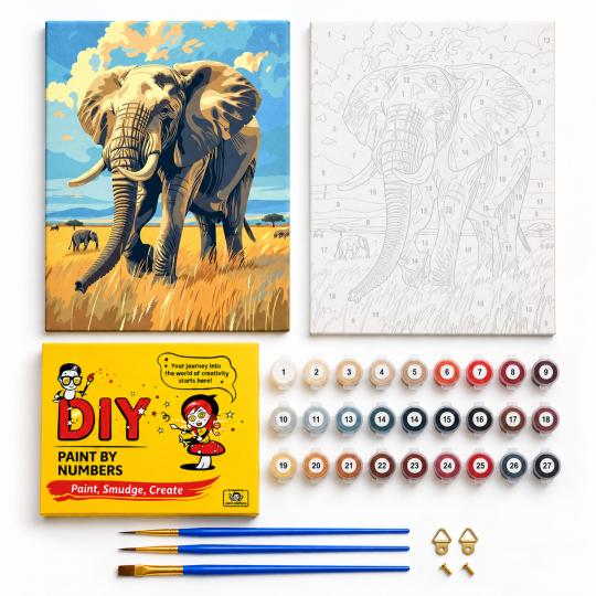 Paint by Numbers Picture Elephant 40x50 cm, photo 2