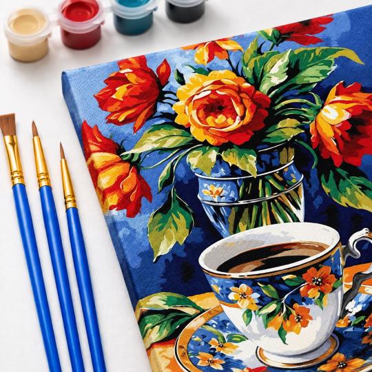 Paint by Numbers Picture Coffee Among Flowers 40x50 cm, photo 5