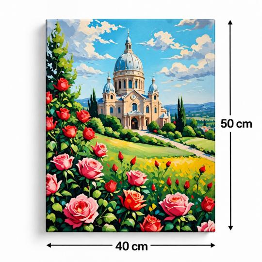 Paint by Numbers Picture Basilica in Roses 40x50 cm, photo 3