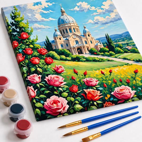 Paint by Numbers Picture Basilica in Roses 40x50 cm, photo 4