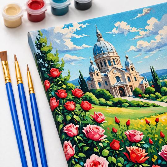 Paint by Numbers Picture Basilica in Roses 40x50 cm, photo 5