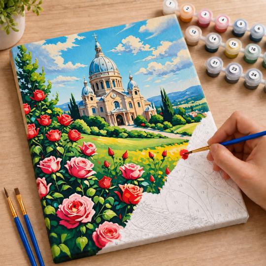 Paint by Numbers Picture Basilica in Roses 40x50 cm, photo 7