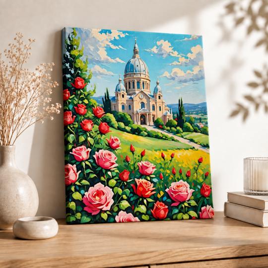 Paint by Numbers Picture Basilica in Roses 40x50 cm, photo 8