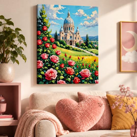 Paint by Numbers Picture Basilica in Roses 40x50 cm, photo 9