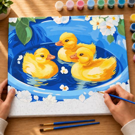 Paint by Numbers Picture Sweet Ducklings 40x50 cm, photo 6