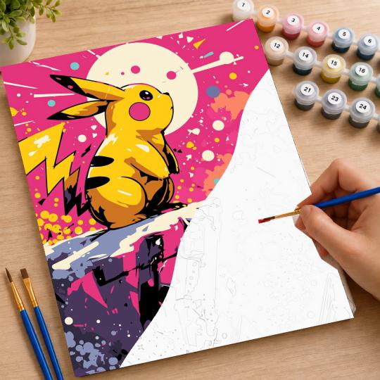 Paint by Numbers Pokemon Pikachu Picture 40x50 cm, photo 7
