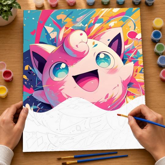 Paint by Numbers Cheerful Jigglypuff Picture 40x50 cm, photo 6