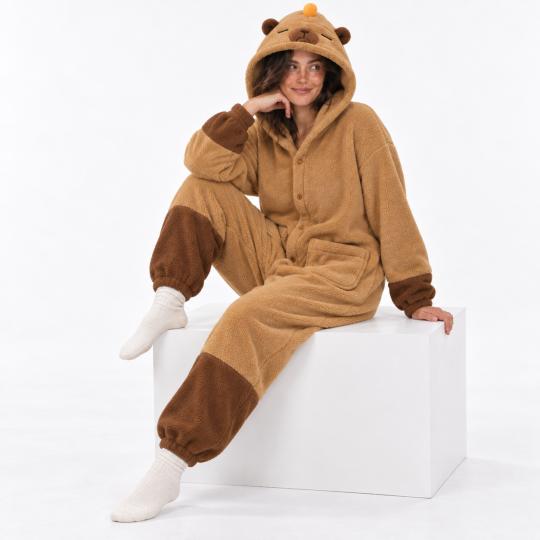 Pluszowe Onesie Teddy Kapibara kigurumi dla dorosłych, zdjęcie 2
