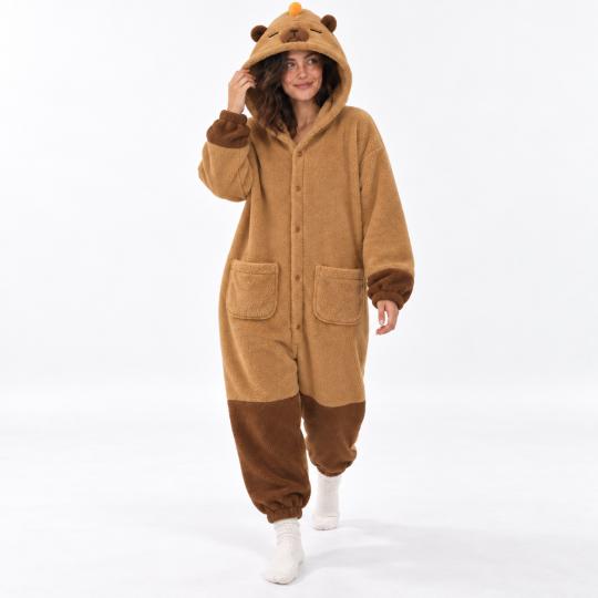 Pluszowe Onesie Teddy Kapibara kigurumi dla dorosłych, zdjęcie 3