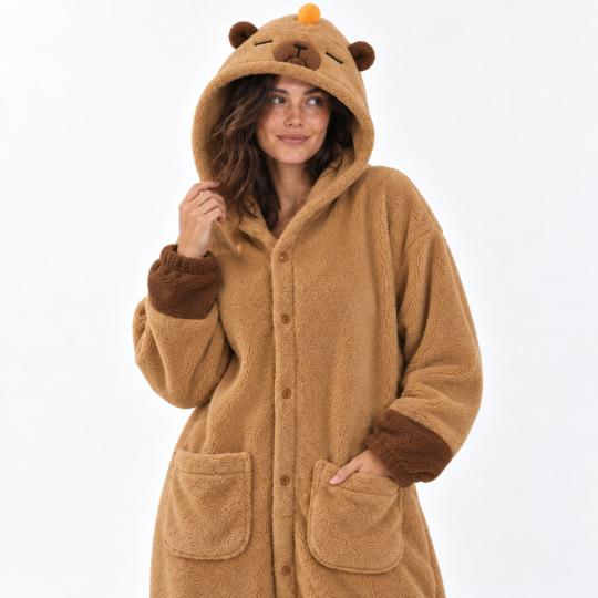 Pluszowe Onesie Teddy Kapibara kigurumi dla dorosłych, zdjęcie 8