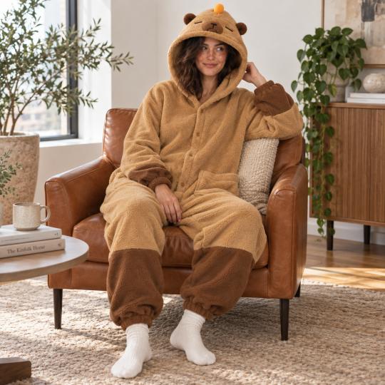 Pluszowe Onesie Teddy Kapibara kigurumi dla dorosłych, zdjęcie 11