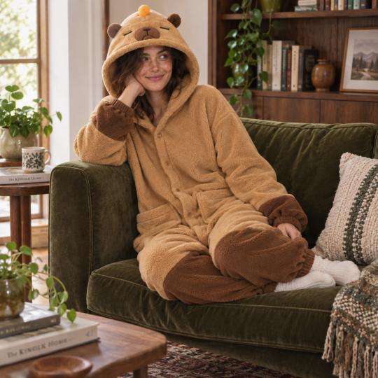 Pluszowe Onesie Teddy Kapibara kigurumi dla dorosłych, zdjęcie 13