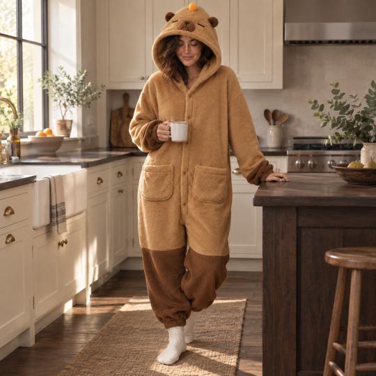 Pluszowe Onesie Teddy Kapibara kigurumi dla dorosłych, zdjęcie 15