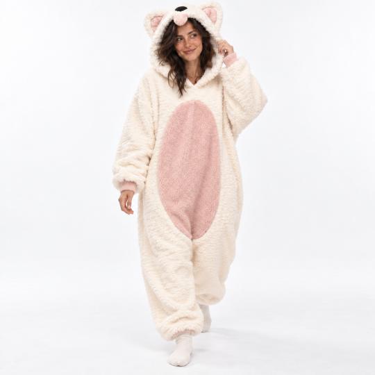 Pluszowe Onesie Teddy Biały Piesek kigurumi dla dorosłych, zdjęcie 3