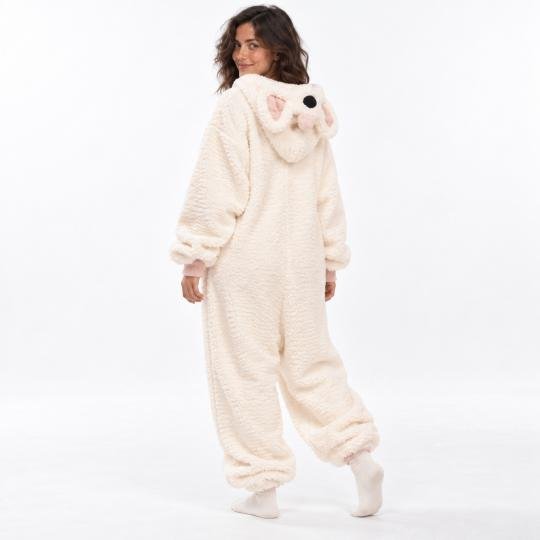 Pluszowe Onesie Teddy Biały Piesek kigurumi dla dorosłych, zdjęcie 4