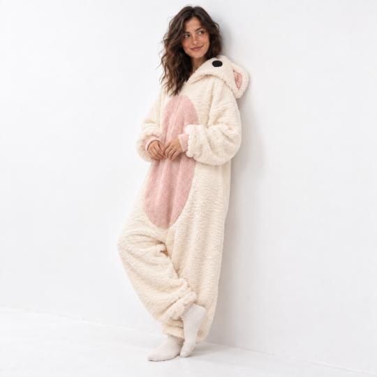 Pluszowe Onesie Teddy Biały Piesek kigurumi dla dorosłych, zdjęcie 5