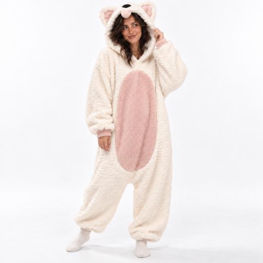 Pluszowe Onesie Teddy Biały Piesek kigurumi dla dorosłych, zdjęcie 6