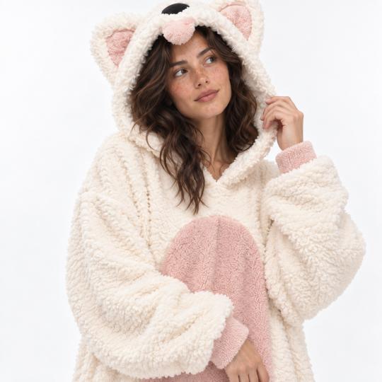 Pluszowe Onesie Teddy Biały Piesek kigurumi dla dorosłych, zdjęcie 8