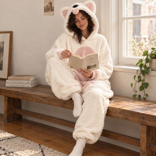 Pluszowe Onesie Teddy Biały Piesek kigurumi dla dorosłych, zdjęcie 14