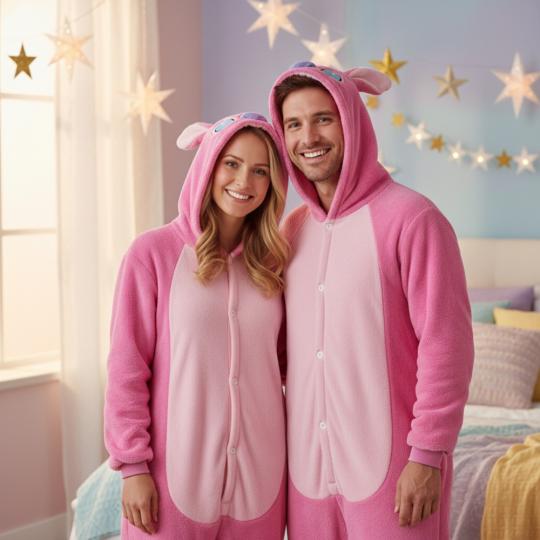 Piżama Onesie Kigurumi Kostium Przebranie Różowy Stitch, zdjęcie 2