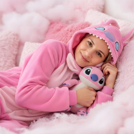 Piżama Onesie Kigurumi Kostium Przebranie Różowy Stitch, zdjęcie 3